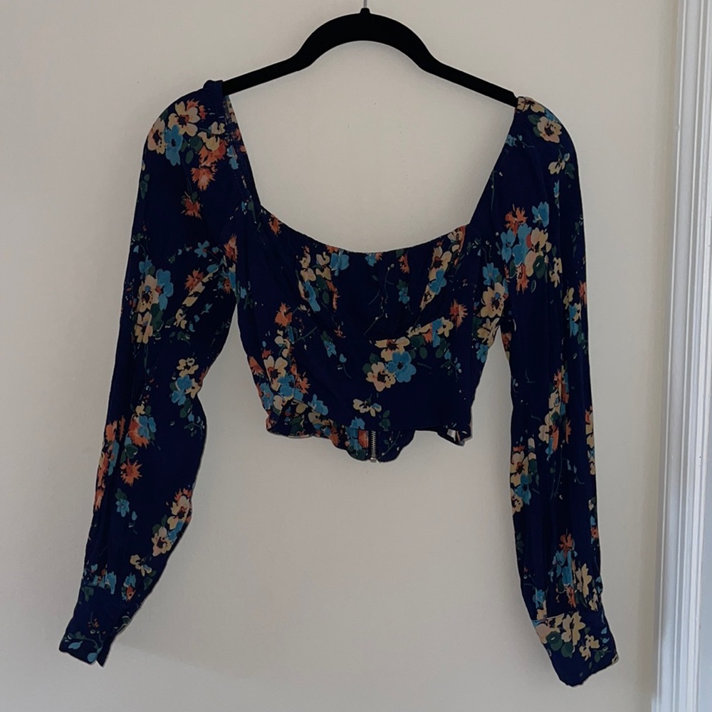 Capulet Navy Blue Floral Crop Top from Planet Blue